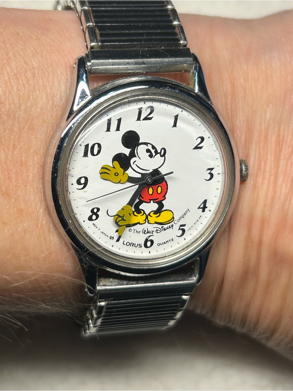 Lorus Disney Mickey Mouse Stainless Steel Watch in Silver with White Dial